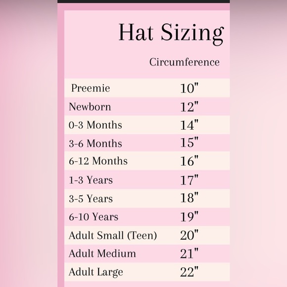 Hat Sizing Chart - Picture 1 of 1